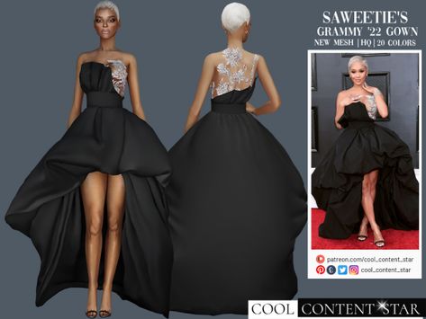 Saweetie'S Gown Grammy 2022 - cool_content_star Sims 4 Celebrity Cc, Grammy 2022, Grammy Dresses, Sims 4 Challenges, Sims 4 Download, Sims 4 Expansions, Tumblr Sims 4, Barbie Model, Sims 4 Gameplay