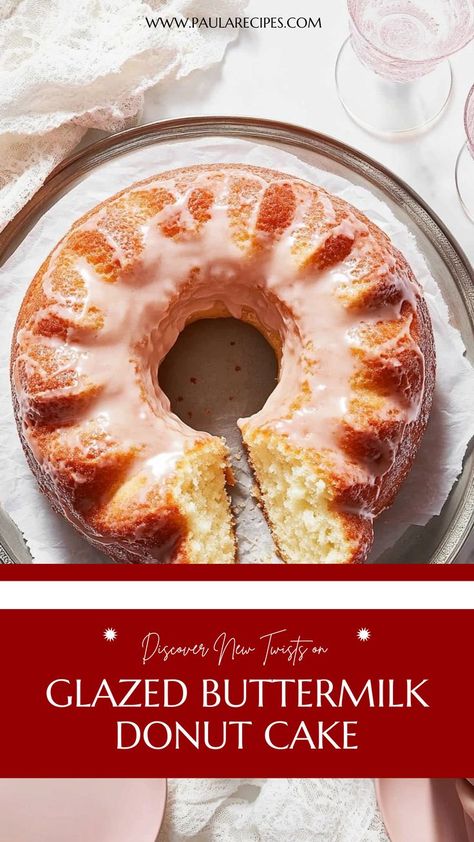 A Slice of Donut Heaven! 🍩✨ This Glazed Buttermilk Donut Cake delivers the soft, fluffy texture of a donut with the rich glaze we all crave. Perfect for any occasion! 🎂💛 #DonutCakeBliss #GlazedGoodness #ButtermilkLovers #DessertCravingsFixed #CakeMagic #BakeAndSmile #ComfortDessert #SliceAndEnjoy #SweetTreatTime #NostalgicBites Buttermilk Donut Cake, Donut Bundt Cake, Pound Cake Glaze, Buttermilk Pound Cake, Soda Cake, Donut Cake, Comfort Desserts, Magic Cake, Cake Donuts