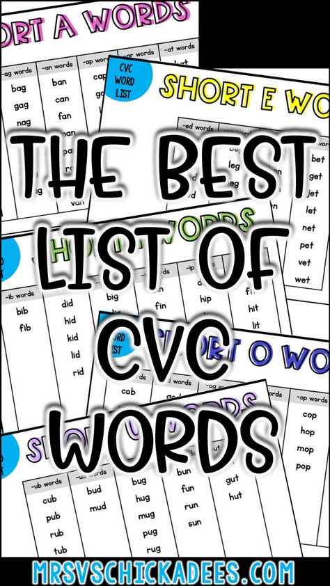 Are you practicing CVC words with your homeschool or class this year? This free printable CVC word list will give you all the CVC words you need for your phonics lessons, activities and small groups. Cvc Word Lists Free Printable, Cvc Word List, Teaching Cvc Words, Cvc Activities, Cvc Words Kindergarten, Cvc Word Activities, Cvc Word Families, Cvc Word, Phonics Lessons