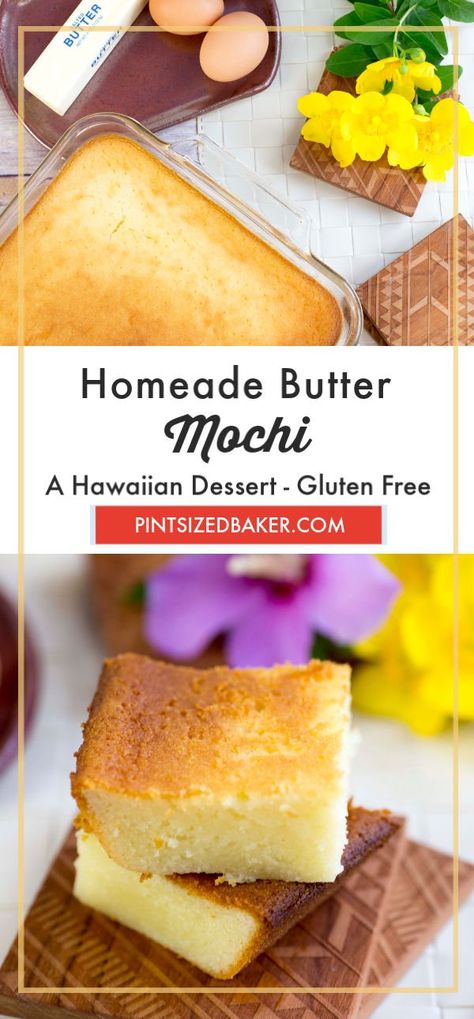 The Best Butter Mochi Recipe + Video - Pint Sized Baker Hawaii Deserts, Butter Mochi Cake Recipe, Butter Mochi Recipe, Hawaiian Dessert Recipes, Mochi Recipes, Lutong Pinoy, Baked Pastries, Hawaiian Desserts, Butter Mochi