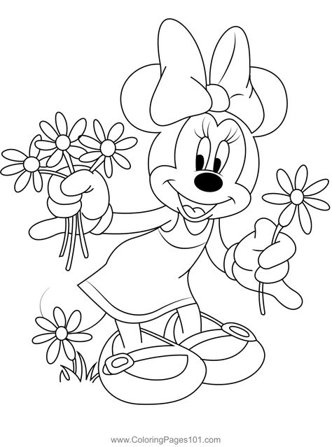 Minnie Mouse Flower Coloring Page Minnie Mouse Colouring Printables, Minnie Mouse Coloring Pages Free Printable, Minnie Coloring Pages, Minnie Drawing, Free Printable Minnie Mouse, Mickey Mouse Coloring, Mouse Coloring Pages, Minnie Mouse Printables, Spring Coloring Sheets