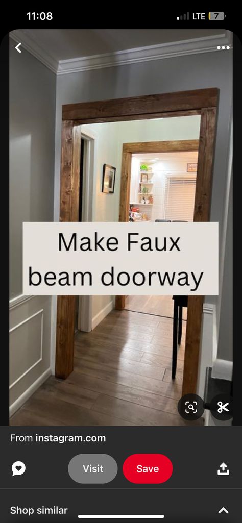 Diy New House Projects, Door Frame Without Door, Hallway Door Frame Ideas, Wood In Doorway, Doorway Beams Door Frames, Adding Hallway To House, How To Frame A Door Opening, Wood Frame Around Doorway, Diy Beam Doorway