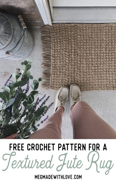 Free Crochet Pattern for a Textured Jute Rug — Megmade with Love Crochet Hot Pads, Crochet Rug Patterns, Beginner Crochet Projects, Crochet Home Decor, Modern Crochet, Diy Crochet Projects, Crochet Rug, Crochet Patterns For Beginners, Crochet Home