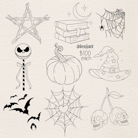 🎃 THE LAST OF MY HALLOWEEN FLASH 🎃 these designs will be available for 100$ each and are repeatable! Booking Oct 26 for Halloween flash. Check out my other two sheets if you haven’t!! #halloween #halloweenflash #vancity #vancouuver #van #tiktok #trend #reels Halloween Tattoo Flash Art Simple, Halloween Flash Sheet Simple, Halloween Linework Tattoo, Line Work Halloween Tattoo, Halloween Flash Sale Tattoos, Halloween Flash, Flash, Van, Tattoos