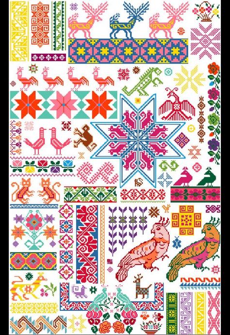 Mexican Cross Stitch, Mexican Cross, Band Weaving, Mexican Pattern, Mexican Textiles, Beads Pattern, Mexican Embroidery, Cross Stitch Borders, Folk Embroidery