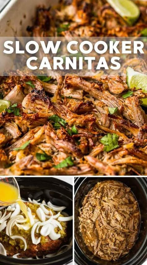 Authentic Carnitas Recipe, Crockpot Carnitas Recipes, Crockpot Pork Carnitas, Crispy Carnitas, Slow Cooker Carnitas, Pork Carnitas Recipe, Little Sunny Kitchen, Pork Crockpot Recipes, Pork Carnitas Slow Cooker