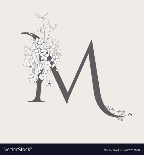 Letter M With Flowers, Letter M Tattoos, Decorative Alphabet Letters, M Letter Design, Wrist Tattoos Girls, Image Zen, Images Noêl Vintages, Floral Monogram Letter, Monogram Tattoo