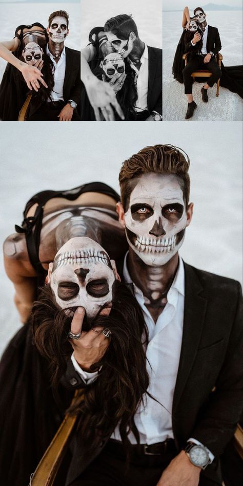 Makijaż Sugar Skull, Photoshoot Simple, Halloween Styled Shoot, Horse Skeleton, Halloween Photo Shoot, Halloween Shoot, Halloweenský Makeup, Halloween Mode, Halloween Parejas