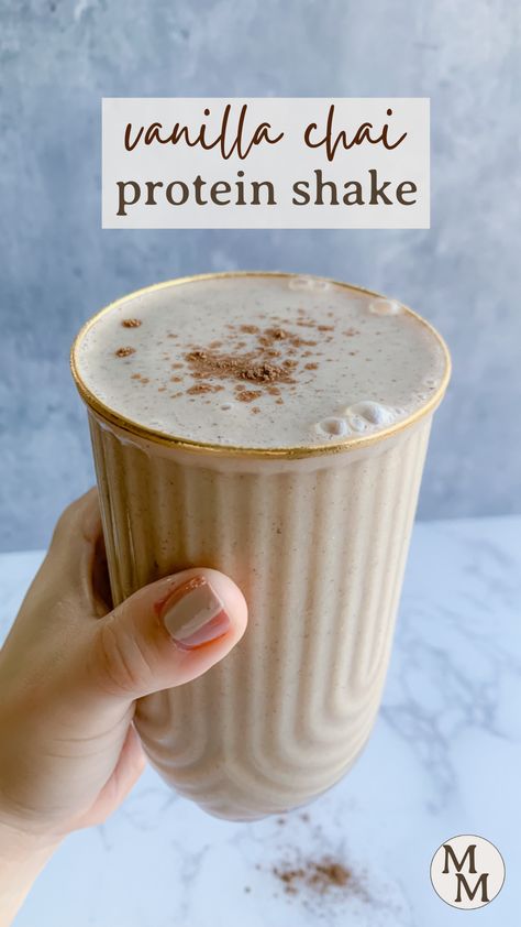 Chai Protein Shake, Vanilla Chai Smoothie, Vanilla Protein Shake Recipes, Protein Powder Recipes Shakes, Vanilla Protein Smoothie, 20 Grams Of Protein, Vegan Protein Shake, Peanut Butter Energy Bites, Healthy Protein Shakes