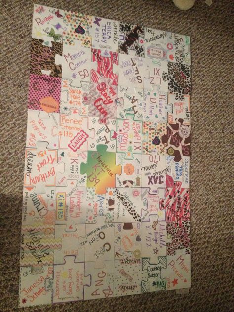 Sorority puzzle- Great sisterhood idea! Sisterhood Games Sorority, Retreat Ideas Sisterhood, Fundraising Ideas For Sororities, Sorority Games, Sorority Retreat Ideas, Sorority Bonding Activities, Sorority Activities, Sisterhood Activities, Sorority Retreat