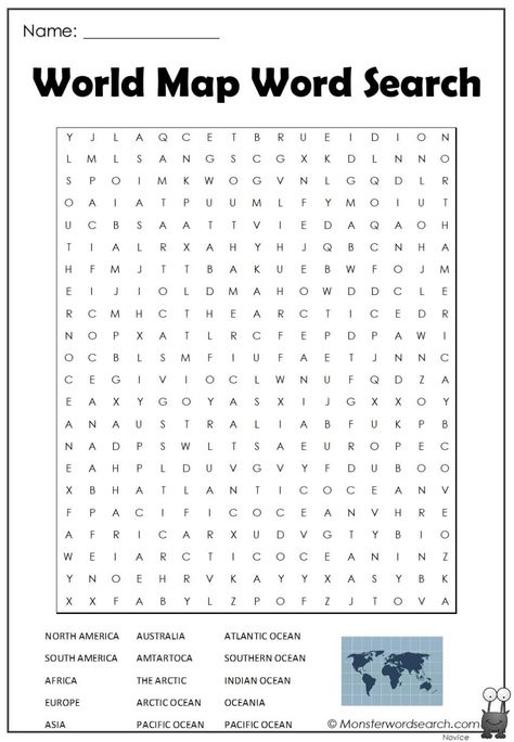 cool world map Word Search World Geography Maps Free Printable, Free Printable World Map With Countries, Geography Word Search, World Map Blank Printable, Ocean Word Search, Cool World Map, Free Printable World Map, Free Printable Word Searches, Continents And Oceans