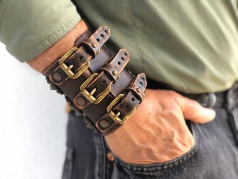 Genuine Wide Leather Cuff Bracelet | Men Leather Bracelet | Brown Leather Bracelet | Handmade Leather | Mens Genuine Leather Bracelet Leather Cuff Men, Leather Watch Cuff, Men Leather Bracelet, Leather Craft Projects, Handmade Leather Bracelets, Brown Leather Bracelet, Genuine Leather Bracelet, Leather Cuff Bracelet, Bracelet Men