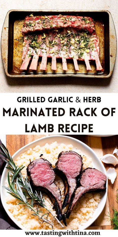 Making a rack of lamb is easier than you think. This easy grilled garlic and herb marinated rack of lamb recipe will be a hit with your whole family! Cooking Rack Of Lamb, Grilled Lamb Recipes, Lamb Rack Recipe, Lamb Rack, Bbq Lamb, Grilled Garlic, Lamb Dinner, Marinated Lamb, Lamb Chop Recipes