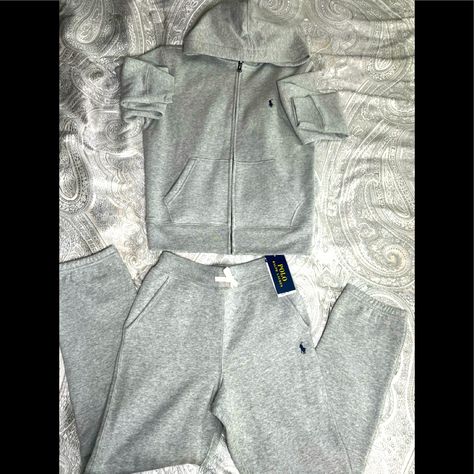 Brand New Gray Size 10 Hooded Polo Sweatsuit. Tags Still Attached. Grey Polo Sweatsuit, Polo Sweatsuit, Polo Tracksuit, Ralph Lauren Tracksuit, Lauren Gray, Polo By Ralph Lauren, Heather Gray, Matching Sets, Heathers