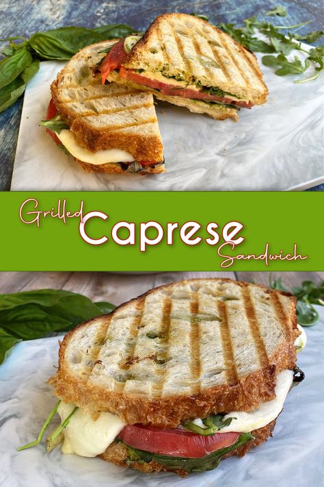 Mozzarella Tomato Basil Sandwich, Tomato Basil Sandwich, Caprese Panini, Vegetarian Pesto, Caprese Sandwich, Best Sandwich Recipes, Budget Family Meals, Italian Pizza, Grilled Sandwich