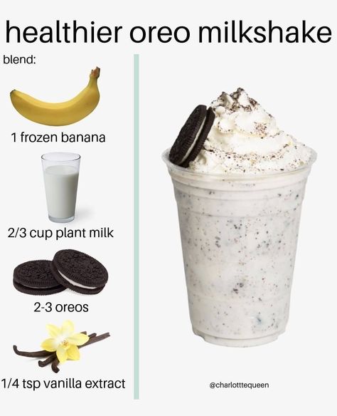 Oreo Milk Shake, Resep Starbuck, Oreo Milk, Health Secrets, Resep Smoothie, Oreo Milkshake, Easy Healthy Smoothies, Smoothie Drink Recipes, Starbucks Drinks Recipes