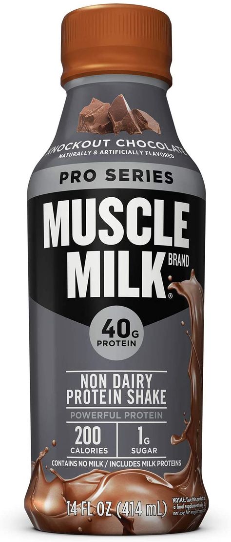 Amazon.com: Muscle Milk Pro Series Protein Shake, Knockout Chocolate, 40g Protein, 14 FL OZ, 12 Count: Health & Personal Care Muscle Milk Smoothie, Protein Shake Drinks, 40g Protein, Muscle Milk, Milk Brands, Milk Packaging, Protein Coffee, Drinks Packaging Design, Nutrition Drinks