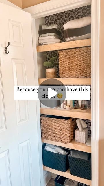 Kelsea | DIY & LIFE HACKS on Instagram: "Share this with someone you think needs a closet makeover 😉

&& make sure you tap the Like and Save for later ⚡️🤟🏻

Upgrading a closet doesn’t have to cost a lot of money ! 
Comment “CLOSET” for the links to everything I used ! 🛍️ 

Don’t have a router?? 
1- use a table saw and cut a ledge
2- use a brad nailer and nail them together (least sturdy way to secure the woods together)

✨ the ledge helps create that ⭐️ seamless ⭐️ look! I’ve tried all three ways and each of them have its own perks !

This entire closet makeover cost under $100 and took about an hour or two. Questions?? Send me a DM ! 

Do you have white wire shelves you want gone?? 
Linen closet? Bathroom closet? Pantry? Laundry Room? 

Take my advice and add these wood shelf covers ! Linen Closet Makeover, Pantry Laundry Room, Shelf Cover, Pine Shelves, House Hacks, Brad Nailer, Closet And Bathroom, The Ledge, Bathroom Closet