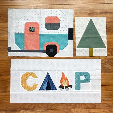 Adventure Quilt, Camper Quilt Block Pattern, Camping Quilt Block, Camp Quilt, Camping Quilt Ideas, Camping Quilt Pattern, Camper Quilt, Camping Quilt, Beach Quilt