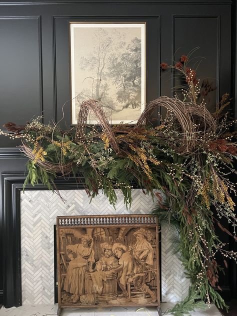 Holiday Mantel Decor, Choosing Paint, Neutral Christmas Decor, Winter Decorating, Holiday Mantel, Christmas Mantel, Hosting Thanksgiving, Christmas Interiors, Christmas Mantle