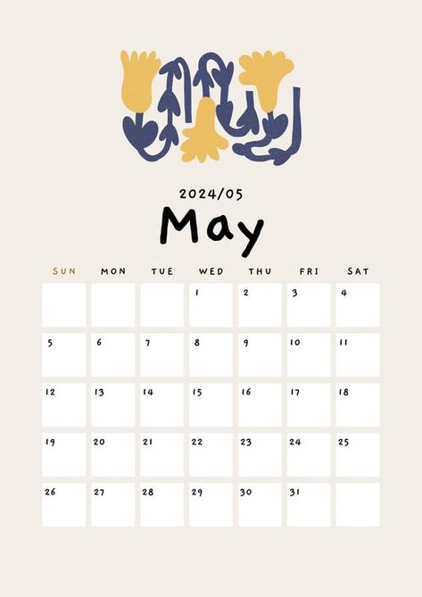 Beige Cute Playful Organic Flower Illustration 2024 Calendar A4 Document - Templates by Canva Free Printable Calendar Templates, Calendar Design Template, Calendar Background, January Calendar, Monthly Planner Template, A4 Document, Cute Calendar, Printable Calendar Template, Calendar Wallpaper