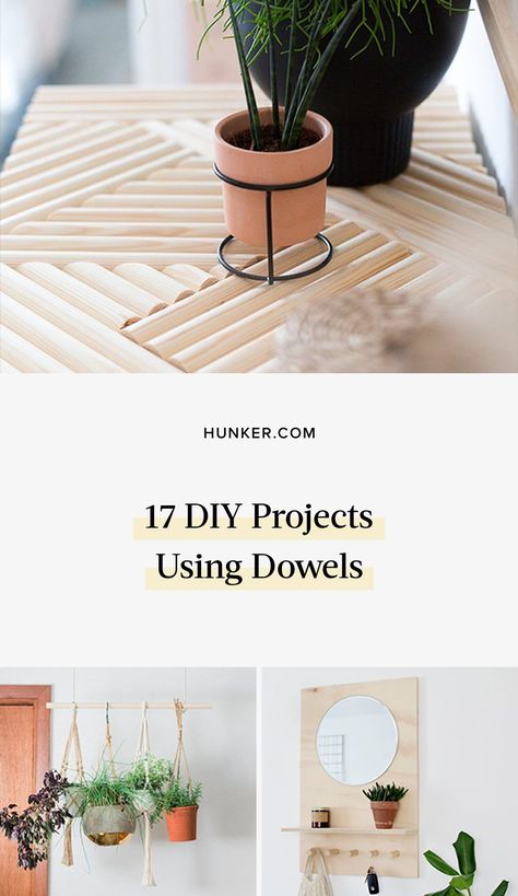 Dowel Craft Ideas, Wooden Dowel Crafts Diy, Dowel Headboard Diy, Dowel Rod Furniture Diy, Diy Boho Crafts Home Decor, Dowel Furniture Diy, Dowel Rod Furniture, Diy Dowel Projects, Wooden Dowel Projects