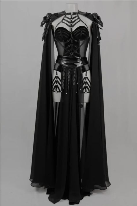 Black Battle Outfit, Priestess Costume, Dnd Outfits, Dark Priestess, Rp Outfits, Sith Lord, Halloween 2022, Fantasy Dress, Black Community