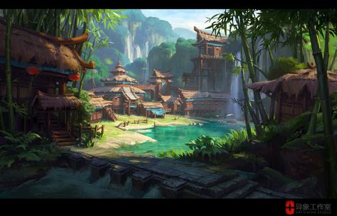 Fantasy Boat Concept Art, Fantasy Village, Environment Painting, Environment Art, Fantasy City, Fantasy Setting, Fantasy Places, Fantasy Art Landscapes, Fantasy Concept Art