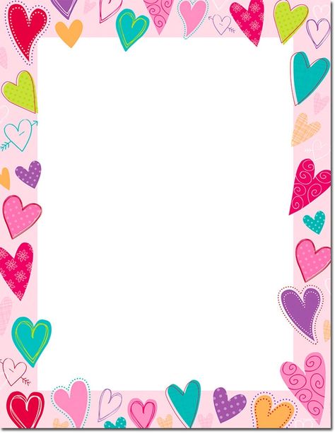 Dancing Hearts, Valentines Day Theme, Valentines Day Border, Birthday Card Template Free, Images For Valentines Day, Writing Paper Printable Stationery, Free Printable Stationery, Paper Art Design, Heart Themed