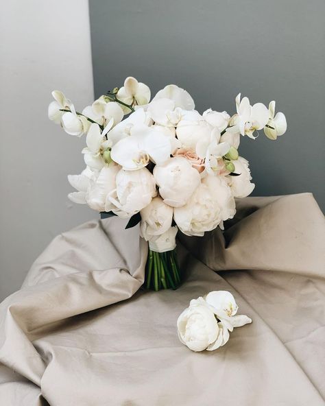 White Peony And Orchid Bouquet, Peony Orchid Bouquet, Orchids And Peonies, Peony And Orchid Wedding Bouquet, Orchids And Peonies Bouquet, Orchid And Peony Bouquet, Orchid Wedding Florals, Bride Bouquets Peonies, Peonies Wedding Bouquet