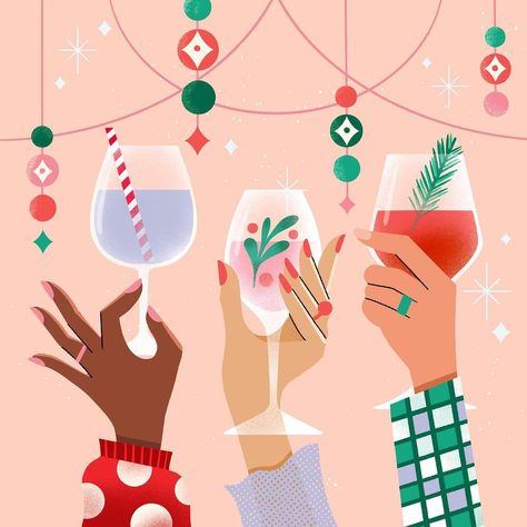 Jess Miller’s Instagram photo: “One day late, “Sip Sip Hooray” prompt for #12daysofcreativecheer CHEERS!” Holiday Digital Art, New Years Illustration Design, Happy Hour Illustration, Cheers Illustration, Champagne Illustration, Celebration Illustration, New Year Illustration, Sip Sip Hooray, Making Spirits Bright