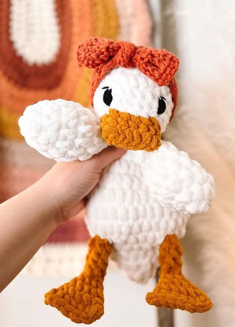 Crochet stuffed animals Crochet Chicken Lovey Free Pattern, Duck Lovey Crochet Pattern, Crochet Duck Amigurumi Free Pattern, Cute Duck Crochet Pattern Free, Crochet Duck Lovey Free Pattern, Crochet Lovey Free Pattern Animals, Duck Lovey Crochet Pattern Free, Crochet Baby Animals, Free Crochet Duck Pattern