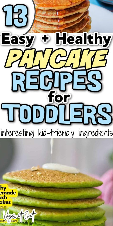 Easy healthy pancake recipes for toddlers. Homemade pancakes are the best simple breakfast to make. Toddler pancake recipes that include a variety of fruits, vegetables, and flours. Some with banana and oat, gluten free, sweet potato, blueberry, blackberry, protein packed, and more! Healthy Kids Pancakes, Toddler Pancakes, Quick Pancake Recipe, Healthy Pancake Recipes Easy, Healthy Pancakes Easy, Oat Pancake Recipe, Savoury Pancake Recipe, Recipes For Toddlers, Healthy Pancake