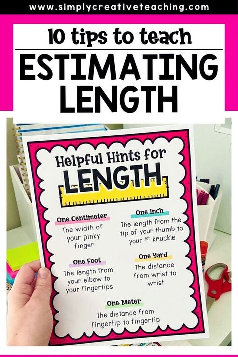 Looking for fun measurement tips, tricks, and math lessons for estimating lengths? Check out these 10 activities for teaching 1st, 2nd, and 3rd grade students to estimate length. These hands on activities include worksheets, math games, math centers, and more. Use these fun activities as part of your measurement unit to make measuring interactive. Plus, get a FREE measurement poster and anchor chart! Learn more here! Weight Measurement Activities, Measurement Anchor Chart, Measurement Math Centers, Estimation Activities, Measurement Lessons, Measurement Worksheets, 2nd Grade Activities, Measurement Activities, Math Measurement