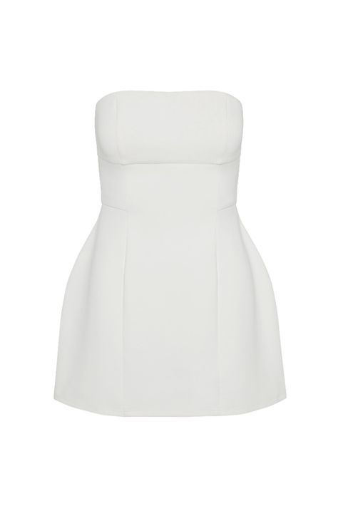 Cut from premium, high density knit fabric, our new Eres Dress is the epitome of a little white mini dress. With its' strapless design and fitted bodice, the extra seam details give this classic style a twist with a slight shaping effect at the hips giving it the LEAU fit we are most notably known for.&nbsp; Estelle Dress, Bustier Mini Dress, Strapless Bustier, Bustier Dress, Dreamy Dress, Summer 24, Corset Dress, White Mini Dress, Fitted Bodice