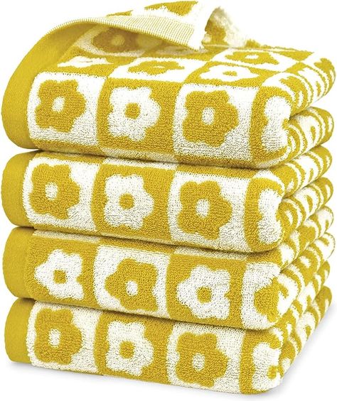 Floral Bath Towels, Hand Towels For Bathroom, Towels For Bathroom, Floral Bathroom, Decorative Hand Towels, Yellow Towels, Cleaning Tasks, Floral Bath, Hand Towels Bathroom