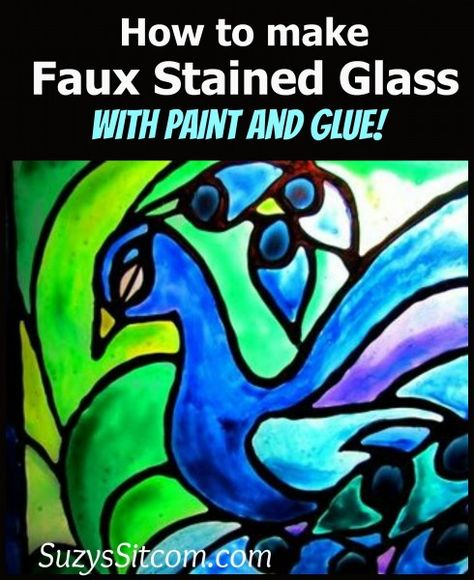 Faux Stained Glass. clear glu, acrylic paint, old picture frame Diy Stained Glass Window, Stained Glass Cookies, Tiffany Lamp, Painted Glass Art, Art Fish, Stained Glass Paint, Making Stained Glass, Stained Glass Diy, Stained Glass Crafts