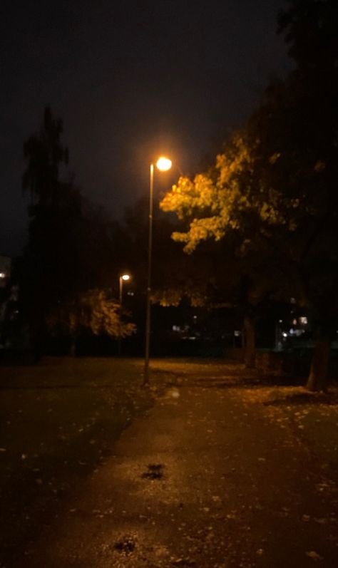 Autumn At Night Aesthetic, Fall At Night Aesthetic, Gloomy Night Aesthetic, October Night Aesthetic, Autumn Aesthetic Night, Cosy Night Aesthetic, October Halloween Aesthetic, Night Walk Pics, Autumn Walk Aesthetic