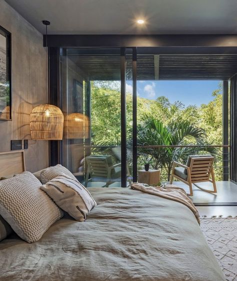 Bedroom With Balcony And Bathroom, Master Room With Balcony, Bedroom With Glass Door Balcony, Bedroom With Balcony Design Master Suite, Bedroom With View, Bedroom Garden View Master Suite, Bedroom With A View, Ocean View Bedroom Master Suite, Bedroom With Balcony