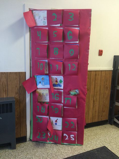 Advent Calendar Door Classroom, Advent Door Decorations, Advent Calendar Door Decoration, 3d Classroom Door, Advent Calendar Door, Winter Door Decorations Classroom, Winter Classroom Door, Door Decorations Classroom Christmas, Christmas Doors