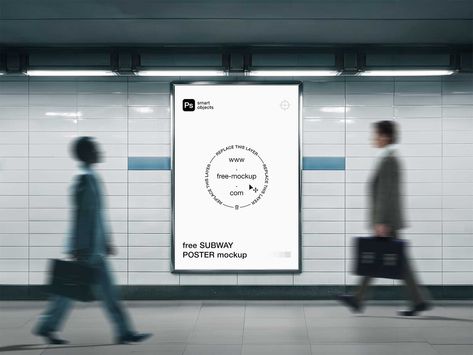 Free Subway Poster Mockup | Free Mockup Advertising Design Poster, Outdoor Advertising Design, Poster Mockup Free, Subway Poster, Outdoor Advertising Mockup, Poster Mockup Psd, Photoshop Poster, Mockup Poster, Billboard Mockup