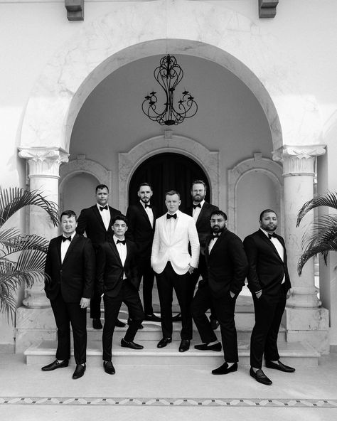 … Groom + Groomsmen squad in timeless black and white. Photo: @annaroussos Groom Squad, Groom Groomsmen, Groom And Groomsmen, White Photo, Black And White, White, Black