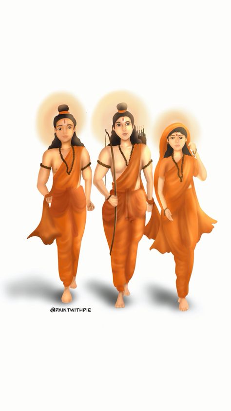 The illustration of Ram, Sita and Lakshman at the time of vanvas.

#sitaramam #rama #goddess #illustration #indiangodsketches Ram Sita Illustration, Ram Lakshman Sita, Ram And Sita, Sita Mata, Goddess Illustration, Rama Sita, Ram Hanuman, Ram Sita, Hanuman Ji