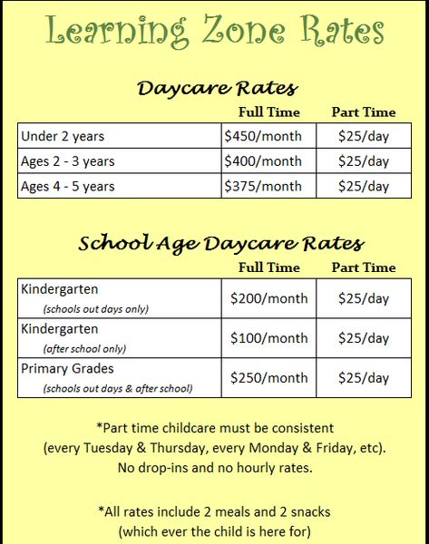 These are our new rates for the 2010-2011 school year. We have an enrollment fee of $75. Contracts follow a regular school schedule and will... Small Home Daycare Setup, Daycare Rates, Daycare Inspiration, Daycare Prices, Home Daycare Rooms, Preschool Classroom Layout, Daycare Schedule, Dream Manifestation, Daycare Setup