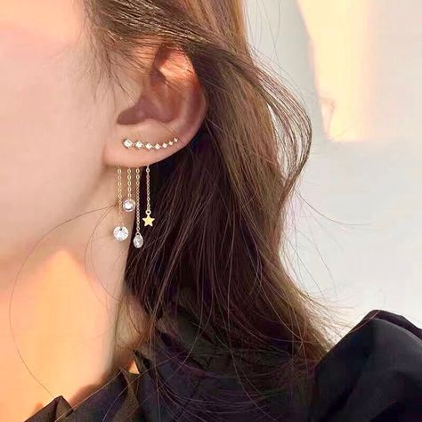 Leaf Ear Cuffs, Gold Star Earrings, Tassel Earing, Ear Crawler Earrings, Ear Climbers Earrings, Ear Jacket Earring, Ear Climber, Gold Ear Cuff, Ear Climbers