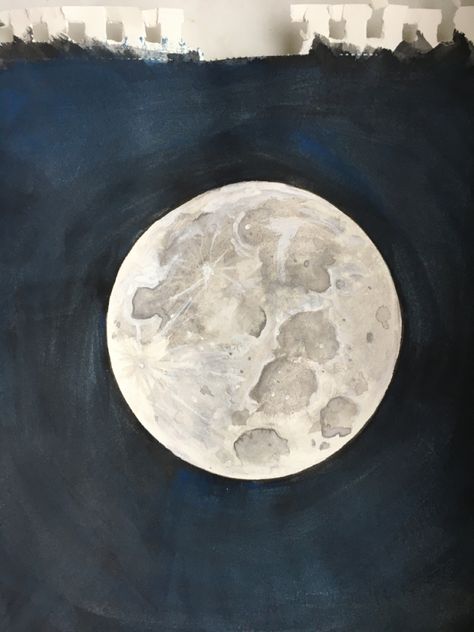 A water color painting of a full moon Full Moon Sketch, Easy Moon Painting, Moon Painting Easy, Full Moon Drawing, Full Moon Watercolor, Paint Moon, Mailbox Art, Moon Paintings, Full Moon Painting