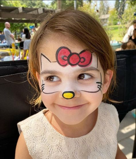 Hello Kitty Facepainting, Face Paint Anime, Cars Face Paint, Monster Truck Face Paint, Cute Easy Face Paint Ideas, Children’s Face Paint, Fun Face Paint Ideas, Drawing On Face For Kids, Paw Patrol Face Paint Easy