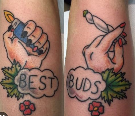 Best Buds Tattoo, Bud Tattoo, Trending Tattoo, Friendship Tattoos, Best Friend Tattoos, Tiger Tattoo, Best Bud, Friend Tattoos, Puff And Pass