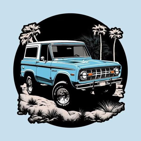 Ford Bronco Vintage, Bronco Vintage, Vintage Desert, Cute Summer Shirts, Truck Shirt, Carros Vintage, T Shirt Design Template, Cartoon Png, Sublimation Ideas