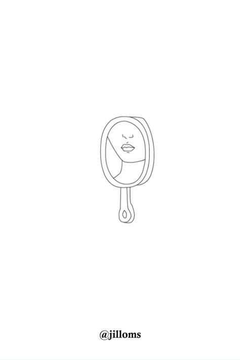 Woman In Mirror, Drawing Of Woman, Minimalist Mirror, Mirror Tattoos, Lineart Illustration, Mirror Drawings, Tattoo Diy, Drawing Minimalist, Tattoo Fails